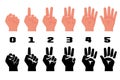 One, two, three, four, five fingers. 1 2 3 4 5 flat icon. Royalty Free Stock Photo