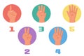 One, two, three, four, five fingers. 1 2 3 4 5 flat icon Royalty Free Stock Photo