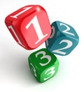 One two three numbers on dice box Royalty Free Stock Photo