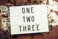 One Two Three Step Words on Lightbox