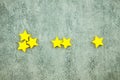 One, two and three of yellow wood star for vote quality satisfaction