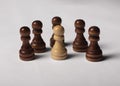 One unique pawn outstanding from many opposits. Concept of individual, different, standout, original Royalty Free Stock Photo