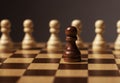 One unique pawn outstanding from many opposits. Concept of individual, different, standout, original Royalty Free Stock Photo