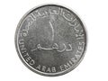 one United Arab Emirates dirham coin on a white background Royalty Free Stock Photo