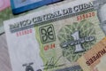One US Dollar with Different Cuban Convertible Peso Banknotes