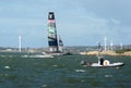 One very fast boat sailng in americas cup