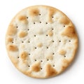 One water biscuit, isolated from above.