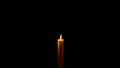 One wax candle in center on black background with copy space. Lonely symbol of grief and memory for the dead. Horizontal vector