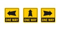 One way. Black icon on white backdrop. Safety concept. Arrow icon. Information sign. Vector stock illustration. Royalty Free Stock Photo