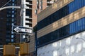 ONE WAY road sign points left on New York street Royalty Free Stock Photo