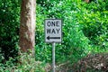 ONE WAY sign taken nearby Brisbane city in Queensland, Australia. Australia is a continent located in the south part of the earth Royalty Free Stock Photo
