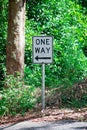 ONE WAY sign taken nearby Brisbane city in Queensland, Australia. Australia is a continent located in the south part of the earth Royalty Free Stock Photo