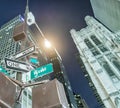 One way signs at night on the Fifth Avenue, New York City Royalty Free Stock Photo