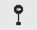 One way street sign in Left icon on gray Background. Royalty Free Stock Photo
