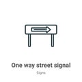 One way street signal outline vector icon. Thin line black one way street signal icon, flat vector simple element illustration Royalty Free Stock Photo