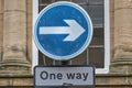 One Way Traffic Sign with Right Arrow Royalty Free Stock Photo