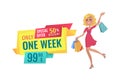 Only One Week Special Discount Vector Illustration