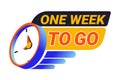 One week to go countdown till the event banner template with clocks icon