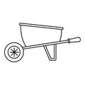 One wheel barrow icon, outline style