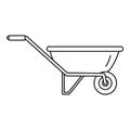 One wheel barrow icon, outline style