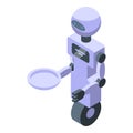 One wheel robot waiter icon isometric vector. Room ai chef
