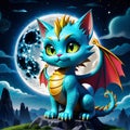 One whimsical night, a dragon cat was seen soaring through the sky, its majestic wings glittering in the moonlight.