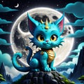 One whimsical night, a dragon cat was seen soaring through the sky, its majestic wings glittering in the moonlight.