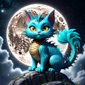 One whimsical night, a dragon cat was seen soaring through the sky, its majestic wings glittering in the moonlight.