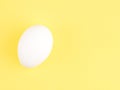 One white chicken egg on a yellow background Royalty Free Stock Photo