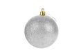 One white glittered Christmas tree ball isolated on white background
