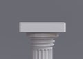 One white marble pillar part of Doric rhythm column on empty grey background, copy space. 3d render Royalty Free Stock Photo