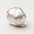 One white nacreous baroque pearl isolated on white background