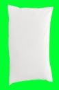 One white pillow after use isolated on light green background with clipping path Royalty Free Stock Photo