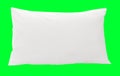 One white pillow after use isolated on light green background with clipping path Royalty Free Stock Photo