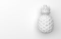 One white pineapple isolated on a white background with space for text. Tropical exotic fruit. Front view. 3D rendering.