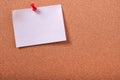 One white sticky post note pinned cork bulletin board copy space Royalty Free Stock Photo