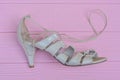 one white womens leather high heel sandal