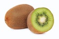 One whole and a half ripe kiwi (isolated) Royalty Free Stock Photo