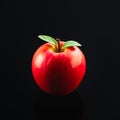 one whole red apple with leaves and stem Royalty Free Stock Photo