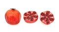 One whole and two halves of fresh ripe pomegranate Royalty Free Stock Photo