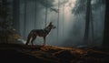 One wolf howling in the dark forest generated by AI Royalty Free Stock Photo