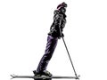 One woman skier skiing silhouette Royalty Free Stock Photo