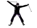 One woman skier skiing silhouette Royalty Free Stock Photo