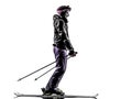 One woman skier skiing silhouette Royalty Free Stock Photo