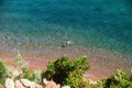 One woman snorkeling in Theoule sur mer Royalty Free Stock Photo