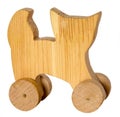 One wooden cat on the wheels