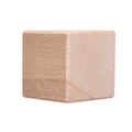 One wooden cube geometric figure isolated on the white background