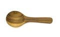 One wooden spoon is placed on a white background Royalty Free Stock Photo