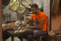 One of the workroom in the medina of the city of Marrakesh, Morocco.