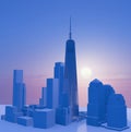 One World Trade Center complex, One WTC, Freedom Tower. Silhouette. Side view of the skyscrapers and buildings. New York City. Royalty Free Stock Photo